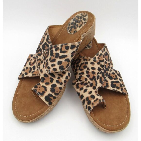 BOC Platform Wedge Sandals Summer Comfort Animal Print on Canvas Woman's Size 11 - Picture 5 of 7